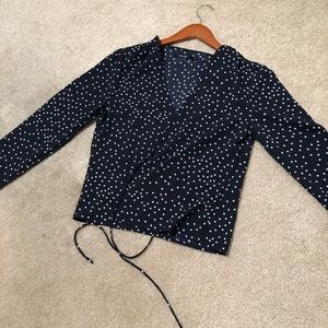 Tie Front Long Sleep Top with Star print